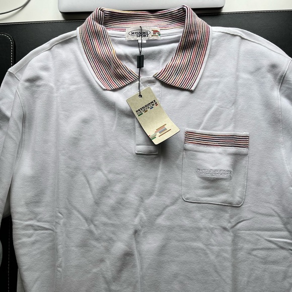 Missoni Sport Mens Long Sleeve Polo with Collar Detail BNWT - Size Large - Picture 5 of 5